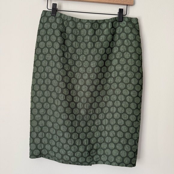 Maeve Dark Goban Green Jaquered Dot Textured Pencil Skirt - Picture 1 of 6